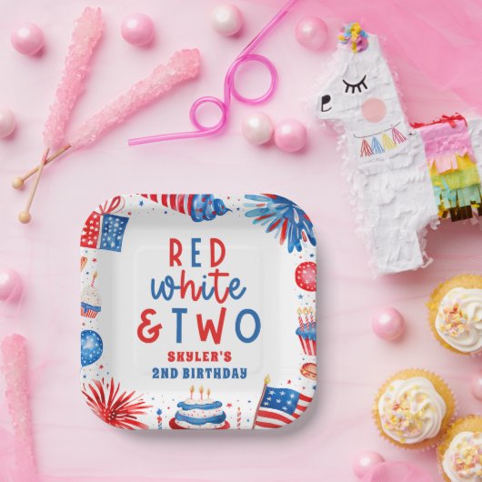 Rot, Weiß & Zwei 4. Juli 2010 Party Pappteller (Party)