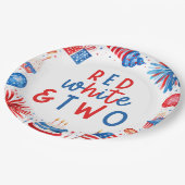 Rot, Weiß & Zwei 4. Juli 2010 Party Pappteller (Schrägansicht)