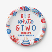 Rot, Weiß & Zwei 4. Juli 2010 Party Pappteller (Vorderseite)