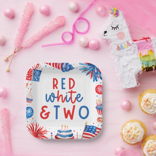 Rot, Weiß & Zwei 4. Juli 2010 Party Pappteller (Party)