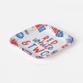 Rot, Weiß & Zwei 4. Juli 2010 Party Pappteller (Gewinkelt)