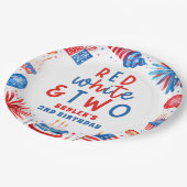 Rot, Weiß & Zwei 4. Juli 2010 Party Pappteller (Schrägansicht)