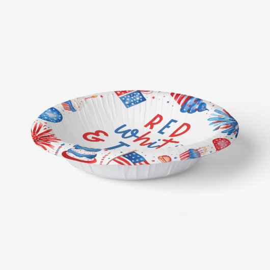 Rot, Weiß & Zwei 4. Juli 2010 Party Pappteller (Gewinkelt)