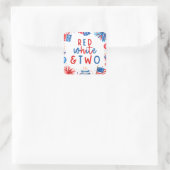 Rot, Weiß & Zwei 4. Juli 2010 Party Quadratischer Aufkleber (Tasche)