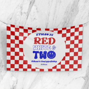 Rot Weiß & Zwei 4. Juli 2. Geburtstagsfeier Banner