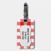 Rot-Weißbüffel kariert Gepäckanhänger (Rückseite vertikal)