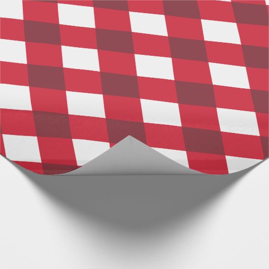 Rot-Weißbüffel Kariert Geschenkpapier (Ecke)