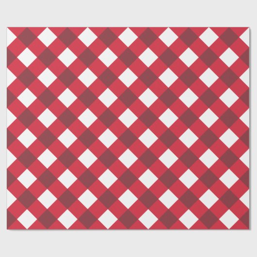 Rot-Weißbüffel Kariert Geschenkpapier (Flach)