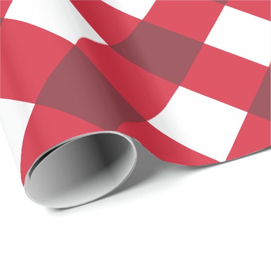 Rot-Weißbüffel Kariert Geschenkpapier (Rolleneckpunkt)