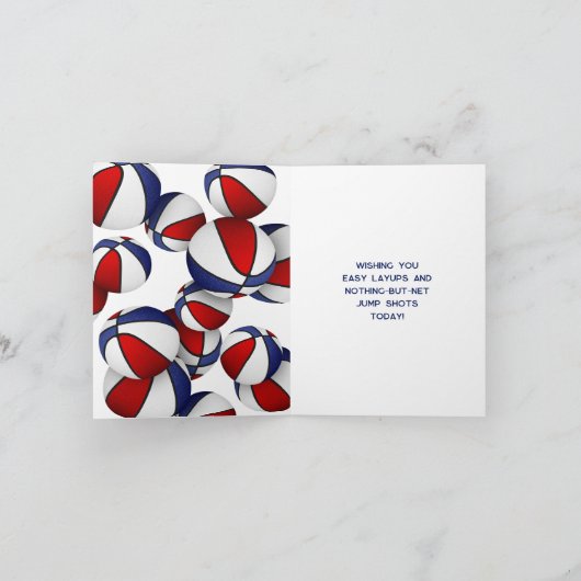 Rot-weiße Basketball Mädchen Geburtstag Karte (Innenseite)