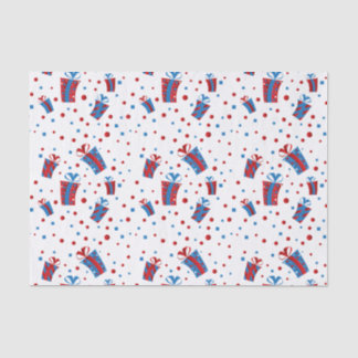 Rot, weiße blaue Confetti-Geschenke Seidenpapier