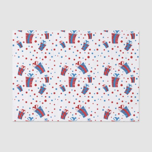 Rot, weiße blaue Confetti-Geschenke Seidenpapier (Vorderseite)
