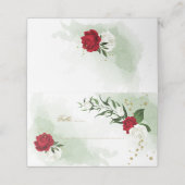 Rot-weiße Blume Grünpflanzen Platzkarte (Außenseite Aufgefaltet)