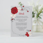 Rot-weiße Blume Silber Blätter geometrische Detail Begleitkarte (Stehend Vorderseite)