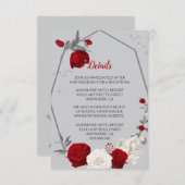 Rot-weiße Blume silberne Blätter geometrische Deta Begleitkarte (Vorne/Hinten)