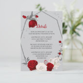 Rot-weiße Blume silberne Blätter geometrische Deta Begleitkarte (Stehend Vorderseite)