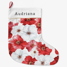 Rot-Weiße Blumen Weihnachten Großer Weihnachtsstrumpf