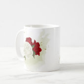 Rot-weiße Blumengrün Kaffeetasse (Vorderseite Links)