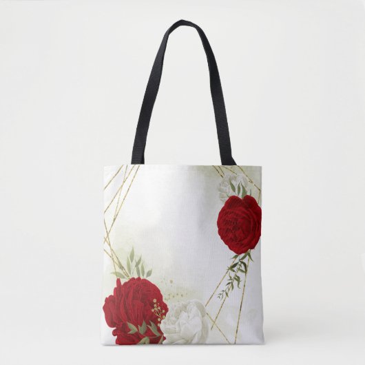 Rot-weiße Blumengrün Tasche (Vorderseite)