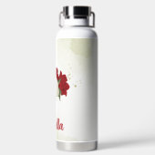 Rot-weiße Blumengrün Trinkflasche (Rückseite)
