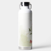 Rot-weiße Blumengrün Trinkflasche (Vorderseite)