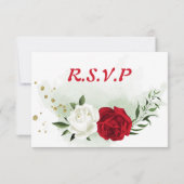 Rot-weiße Blumengrün Wahl RSVP Karte (Rückseite)