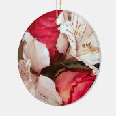 Rot-weiße Blütenglücklichkeit Keramik Ornament (Links)