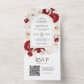 Rot-weiße Blütenhochzeit All In One Einladung (Innen)