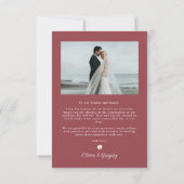 Rot-weiße Blütenhochzeit mit Foto Dankeskarte (Rückseite)