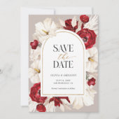 Rot-weiße Blütenhochzeit Save The Date (Vorderseite)