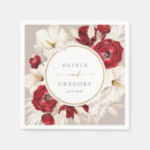 Rot-weiße Blütenhochzeit Serviette (Vorderseite)