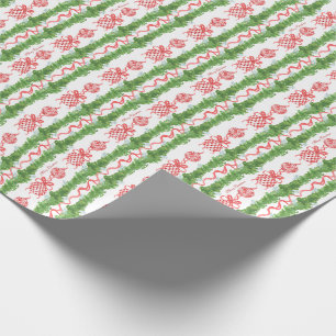 Rot-Weiße Chinoiserie-Girlande Grandmillennial Geschenkpapier