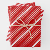 Rot-weiße Diagonal Streifen & Dots Weihnachten Geschenkpapier Set (Beispiel)