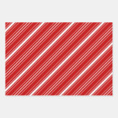 Rot-weiße Diagonal Streifen & Dots Weihnachten Geschenkpapier Set (Vorderseite)