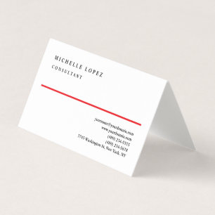Rot Weiße Elegante Schlichte Professionelle Leinen Visitenkarten