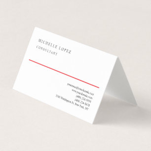 Rot Weiße Elegante Schlichte Professionelle Leinen Visitenkarten