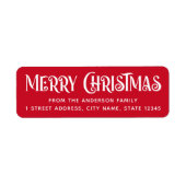 Rot-weiße Feste Frohe Weihnachten Rücksendeadresse (Vorne)