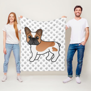 Rot-weiße Französische Bulldogge Süßer Cartoon-Hun Fleecedecke