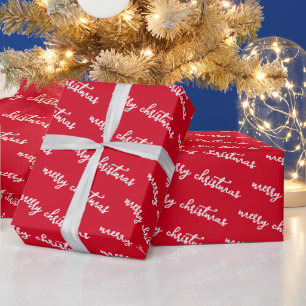 Rot-Weiße Frohe Weihnachten Vorlage mit individuel Geschenkpapier