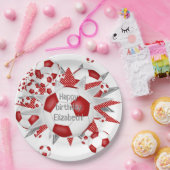 Rot-weiße Fußball-Stars Geburtstag Pappteller (Party)