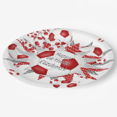 Rot-weiße Fußball-Stars Geburtstag Pappteller (Schrägansicht)