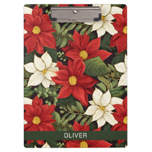 Rot Weiße Grün Weihnachtsstern Blumen Mustername Klemmbrett