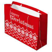Rot-Weiße hässliche Sweater-Weihnachtsgeschenktüte Große Geschenktüte (Rückseite Schrägansicht)