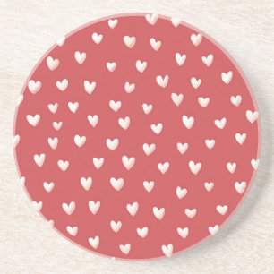 Rot Weiße Herzen Valentinstag Getränkeuntersetzer