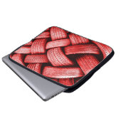 Rot-weiße Holzstäbe Laptopschutzhülle (Vorne Knopf)