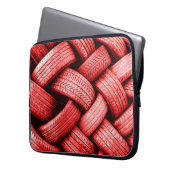 Rot-weiße Holzstäbe Laptopschutzhülle (Vorderseite Links)