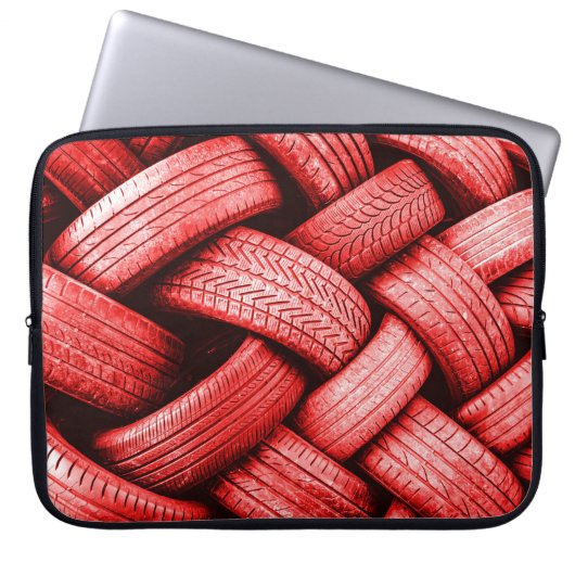 Rot-weiße Holzstäbe Laptopschutzhülle (Vorderseite)