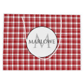 Rot-weiße Karo Kariert Monogramm Große Geschenktüte (Rückseite)