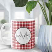 Rot-weiße Karo Kariert Monogramm Kaffeetasse