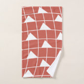 Rot-Weiße Karos Kariertes Dreieck-Muster Badhandtuch Set (Handtuch)